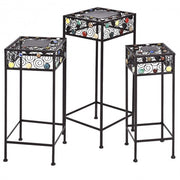 3 pcs Square Ceramic Beads Decor Metal Plant Stand